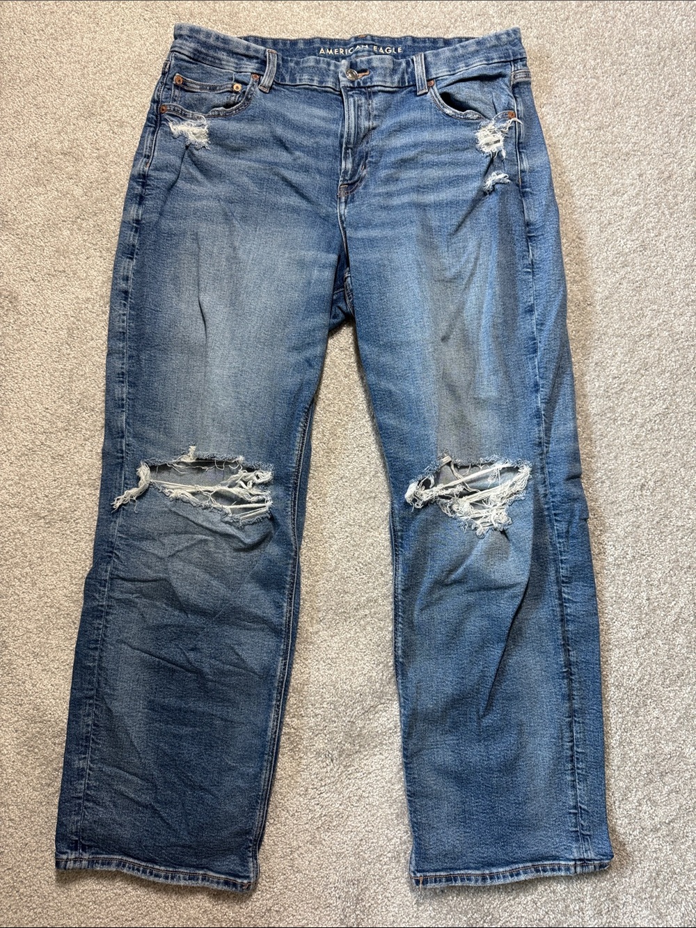 American Eagle Outfitters Curvy Straight Ripped Plus Size 18 Jeans Denim Stretch